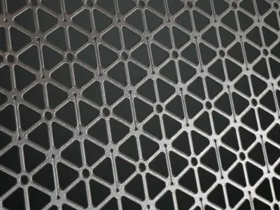 Triangular Geometric Metal Mesh Plate PBR Seamless Texture