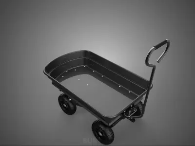 BLACK POLYPROPYLENE PP GARDEN DUMP CART UTILITY TROLLEY WAGON 4W 3D model