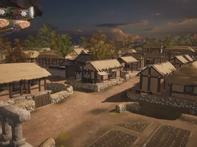 Korea Goryeo Village and Palace Low-poly 3D model