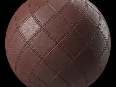 Leather Materials 1- Stitched leather - Pbr 4k Seamless Low-poly 3D model