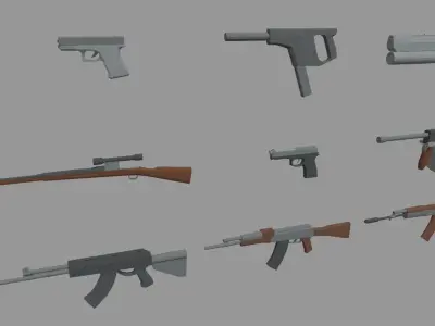 Low Poly Weapon Pack 01 Low-poly 3D model