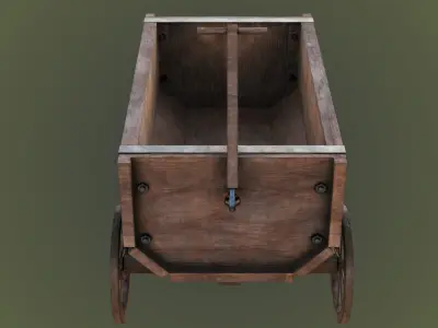 Wooden Cart02 All PBR Unity UE Textures Included Low-poly 3D model