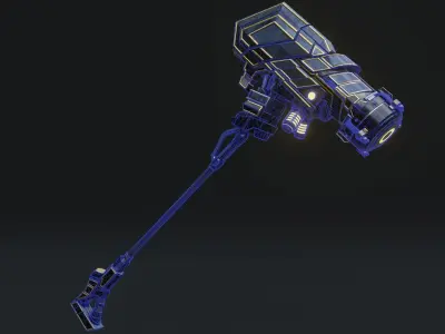 Sci Fi Hammer weapon PBR mid-poly Gameready Low-poly 3D model