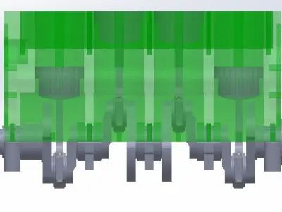 3D Solidworks 4 cylinders Engine plus awesome animation 3D model