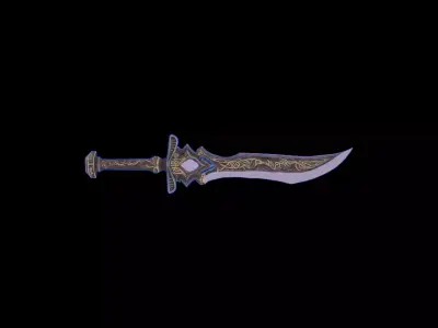 Fantasy Ornamental Sword Game Ready 3D Model 3D model