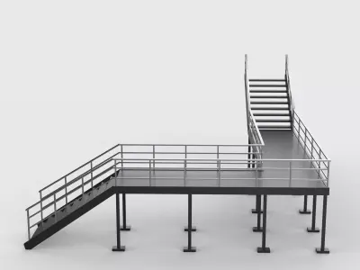 Industrial stairs modular 02 3D model