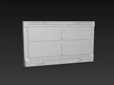 Sci-Fi Industrial Wall Panel Door - PBR Low Poly Game Ready Low-poly 3D model