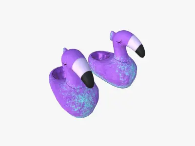 Slippers C06 Purple Blue Flamingo - Costume Character Design Low-poly 3D model