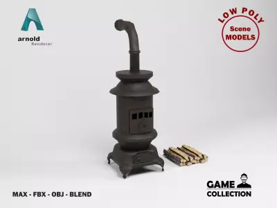 Old stove Low-poly 3D model purchase
