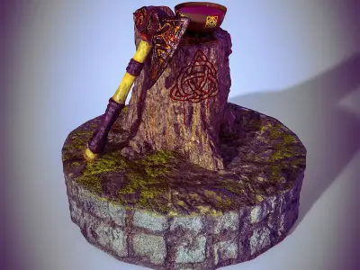 Viking Axe Display Scene 3D model