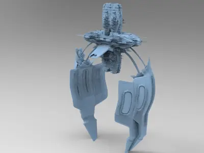 Sci fi Train rail top 1 3D model