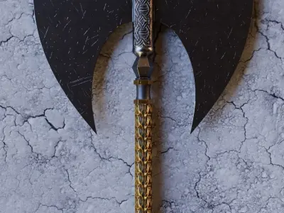 Viking Axe Low-poly 3D model 2