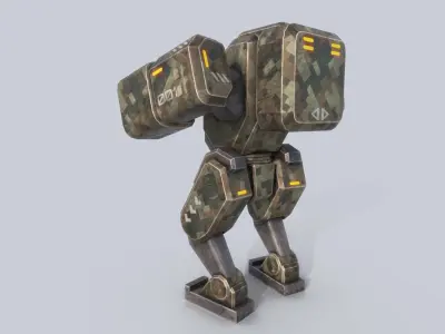 Low poly stylized mech Low-poly 3D model