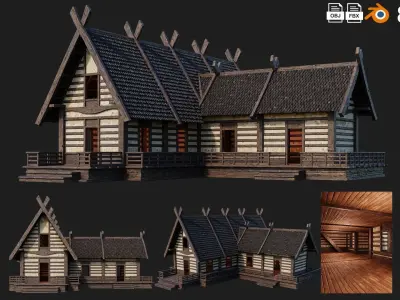 4 Old Medieval Building House 4K Tex GameReady 85 to 88 Low-poly 3D model