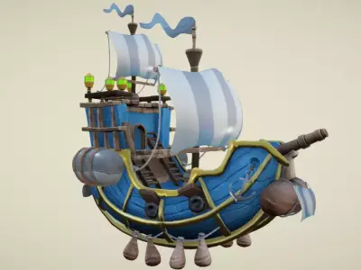 Flying Royal Ship Free low-poly 3D model purchase