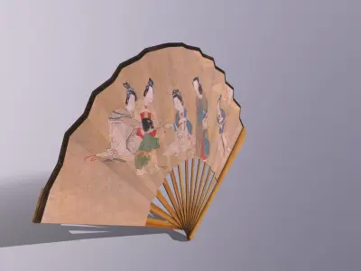 Folding fan Low-poly 3D model purchase