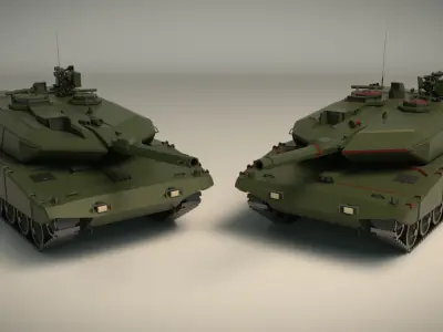 Low Poly Tank 04 Low-poly 3D model