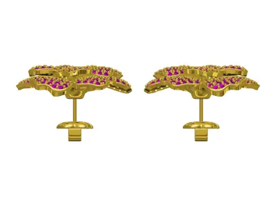 Antique Fully Iced Diamond Flower Earring 3D print model purchase