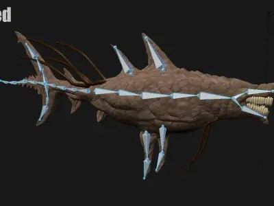 Leviathan Improved 3D Model Textured Sculpted and Rigged 3D model