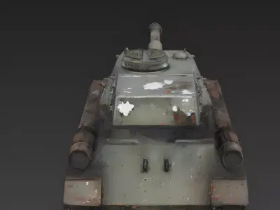 Realistic Wrecked WWII Tank 3D Model Low-poly 3D model