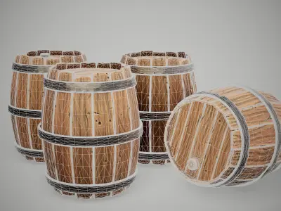 Stylized Barrels Low-poly 3D model