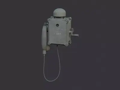 Vintage Field Phone Box with Handset Low-poly 3D model