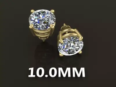 4-Prong Solitaire Earring Basket 10MM 3D print model