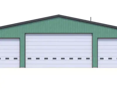 Industrial Building 56 Green Low-poly 3D model