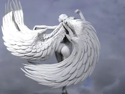 Four Elements Wind Sculpture Huge Wings 3D model