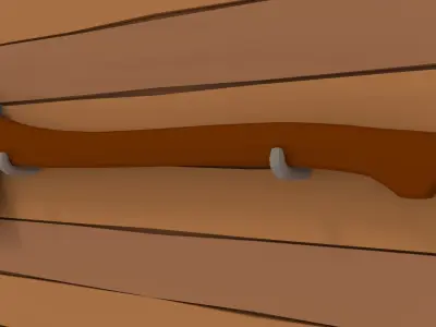 LowPoly Axe hanging on wooden wall Free low-poly 3D model