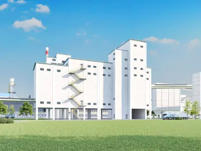 Modern factory - oil refinery - power plant 3D model