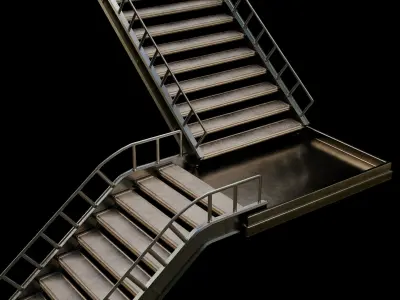 3 Metal Stair Low-poly 3D model