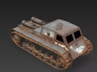 Realistic Abandoned Wrecked Tank 3D Model Low-poly 3D model