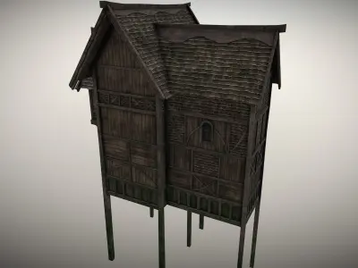Medieval lake village - House 5 Low-poly 3D model