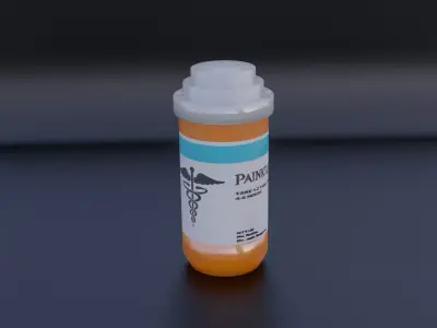 Painkiller medicine bottle Low-poly 3D model