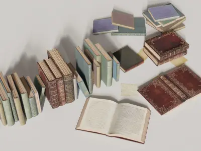 Old books set Free low-poly 3D model