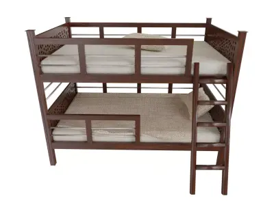 Antique Double Bed Low-poly 3D model