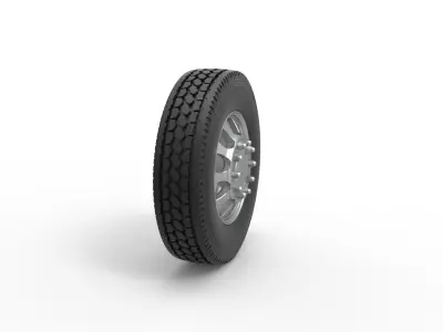 Front custom wheel of semi truck Version 22 Scale 1 to 25 3D print model