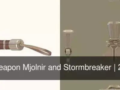 Thors weapon Mjolnir and Stormbreaker 3D Model Collection