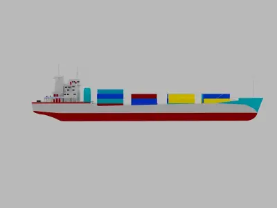 ship low poly container Low-poly 3D model