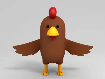 Rigged Brown Chicken Character 3D model