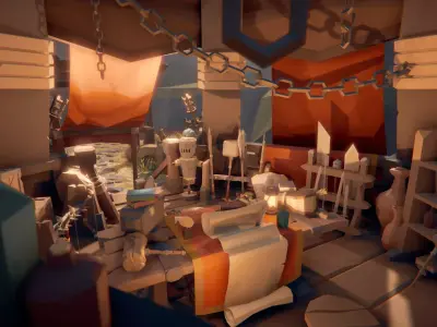 STYLIZED Fantasy Armory - Low Poly 3D Art Free low-poly 3D model