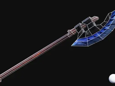 Elven Wing Axe Low-poly 3D model