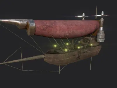 Steampunk Airship - Sci-Fi Aircraft 03 - Flying Ship Low-poly 3D model