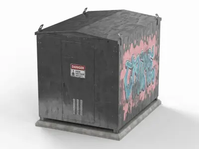 Old Large Railway Relay Cabinet 3D model