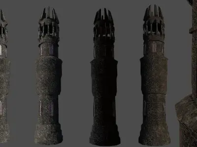 Dark Fantasy Tower Low-poly 3D model