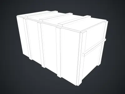 Wooden box container ammo Low-poly 3D model
