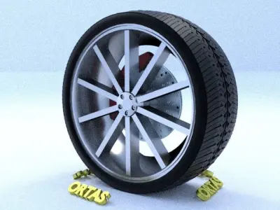 ORTAS CAR RIM 6 GAME READY RIM TIRE AND DISC 3D model