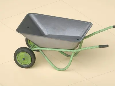 trolley wheelbarrow Low-poly 3D model