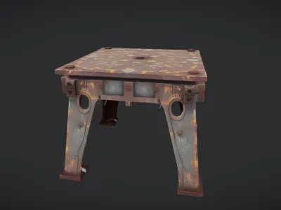 rusty industrial metal table 3D model